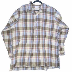 VTG Sovereign Men’s Shirt Size XLT Square‎ Bottom Multicolor Plaid Button Up